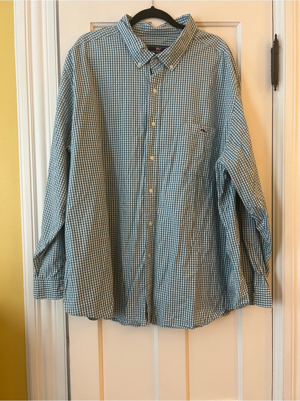 Vineyard Vines Light Blue Gingham Button-Down Shirt, 3x